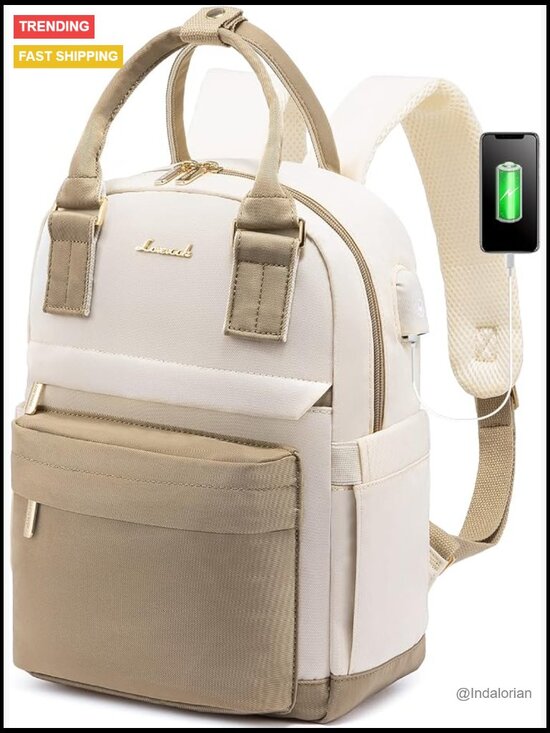 Mini Backpack with USB Port Waterproof Nylon Daypack for Travel School Work main image 5